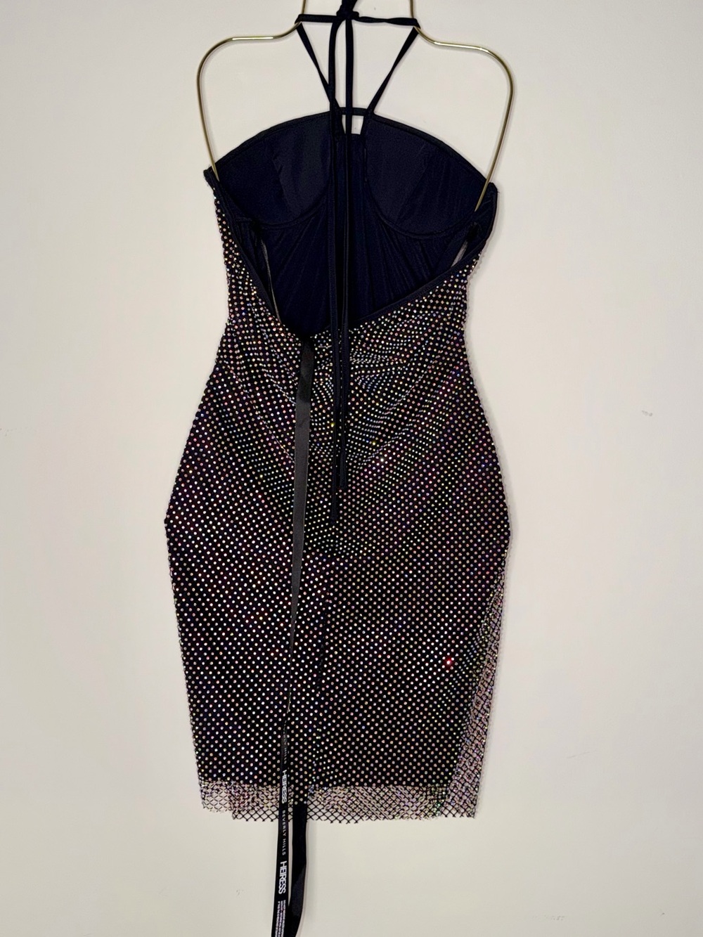 Heiress Beverly H - BLACK
CRYSTAL EMBELLISHED
HALTER MINI DRESS - New with tag L - Picture 12 of 12